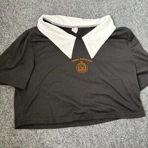 Halloween collared black crop top